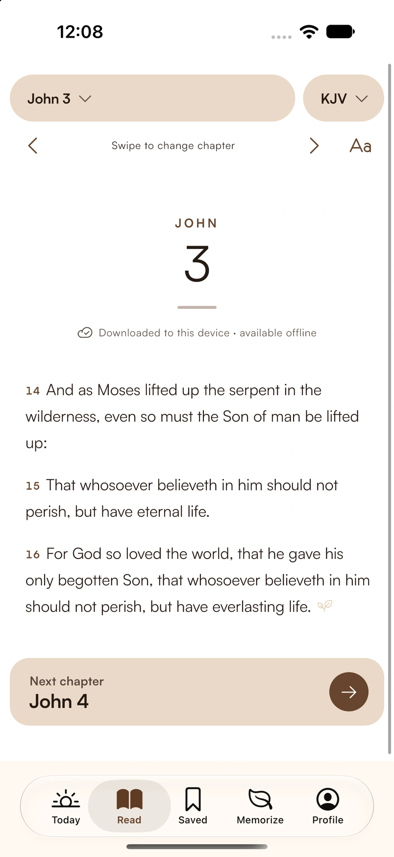 Bible Memo’s Scripture reading screen